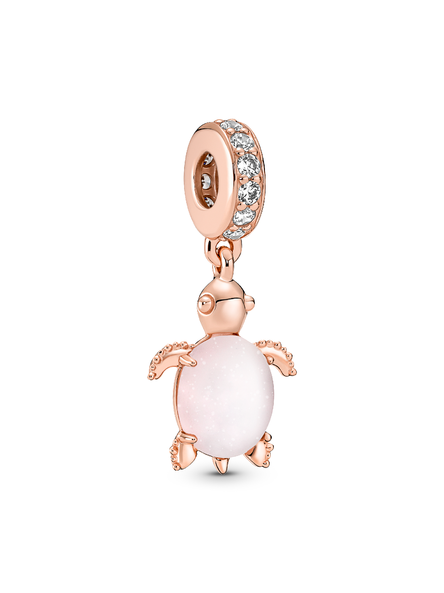 Charm colgante Tortuga de mar rosa de cristal Murano Recubrimiento en Oro Rosa 14k
