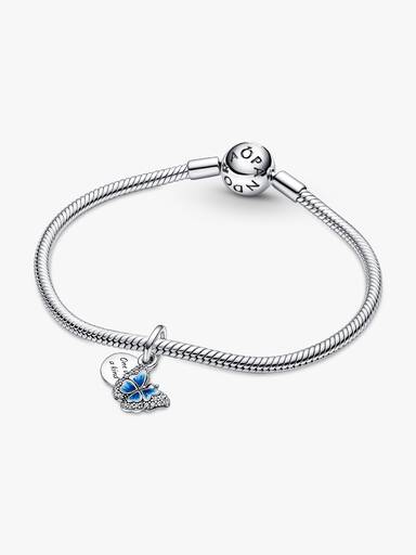 Charm colgante doble Mariposa azul y frase