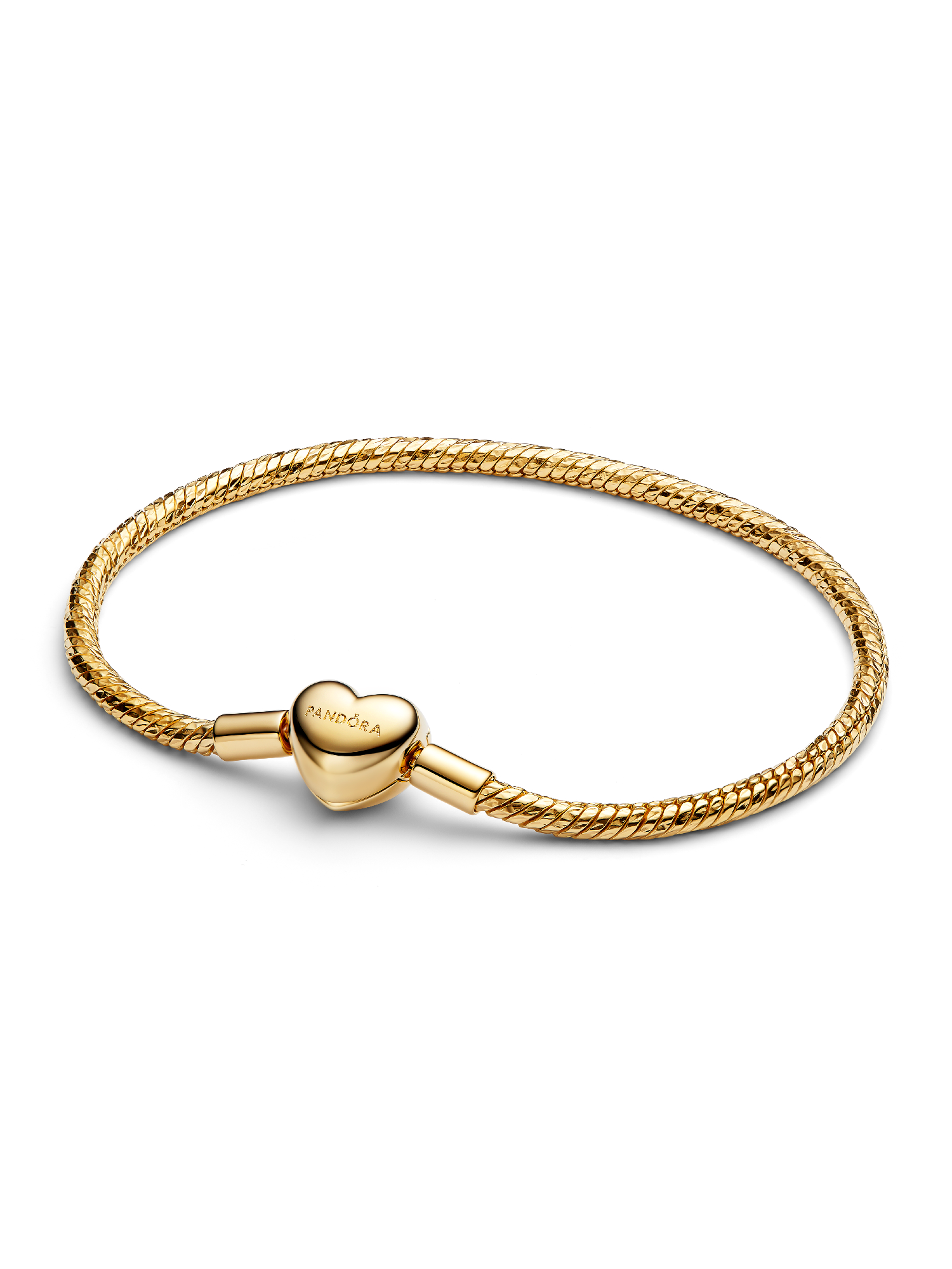 Brazalete de cadena de serpiente facetado con broche de corazón