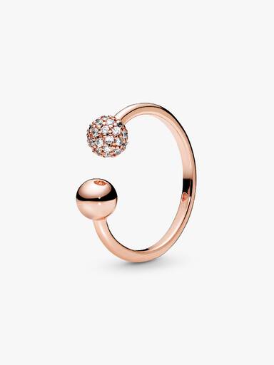 Anillo abierto pulido con pavé
