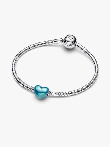 Charm Corazón Metálico Azul Cielo