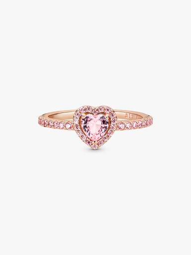 Anillo corazón elevado reluciente