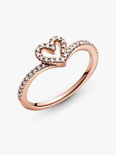 Anillo Hueso de los deseos con corazón reluciente