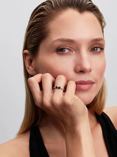 Anillo Moño negro brillante
