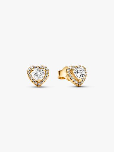 Aretes de botón Corazón elevado brillante