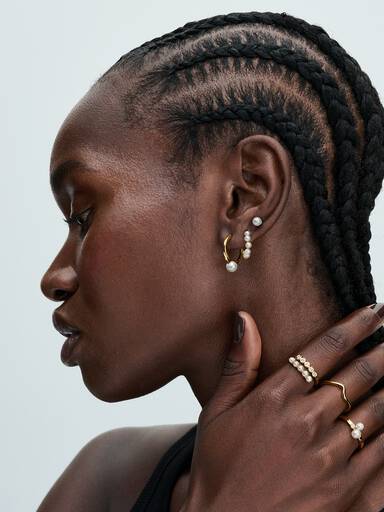 Aretes de Aro Perla Cultivada de Agua Dulce Tratada