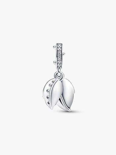 Charm Colgante Doble Rosa Blanca en Flor