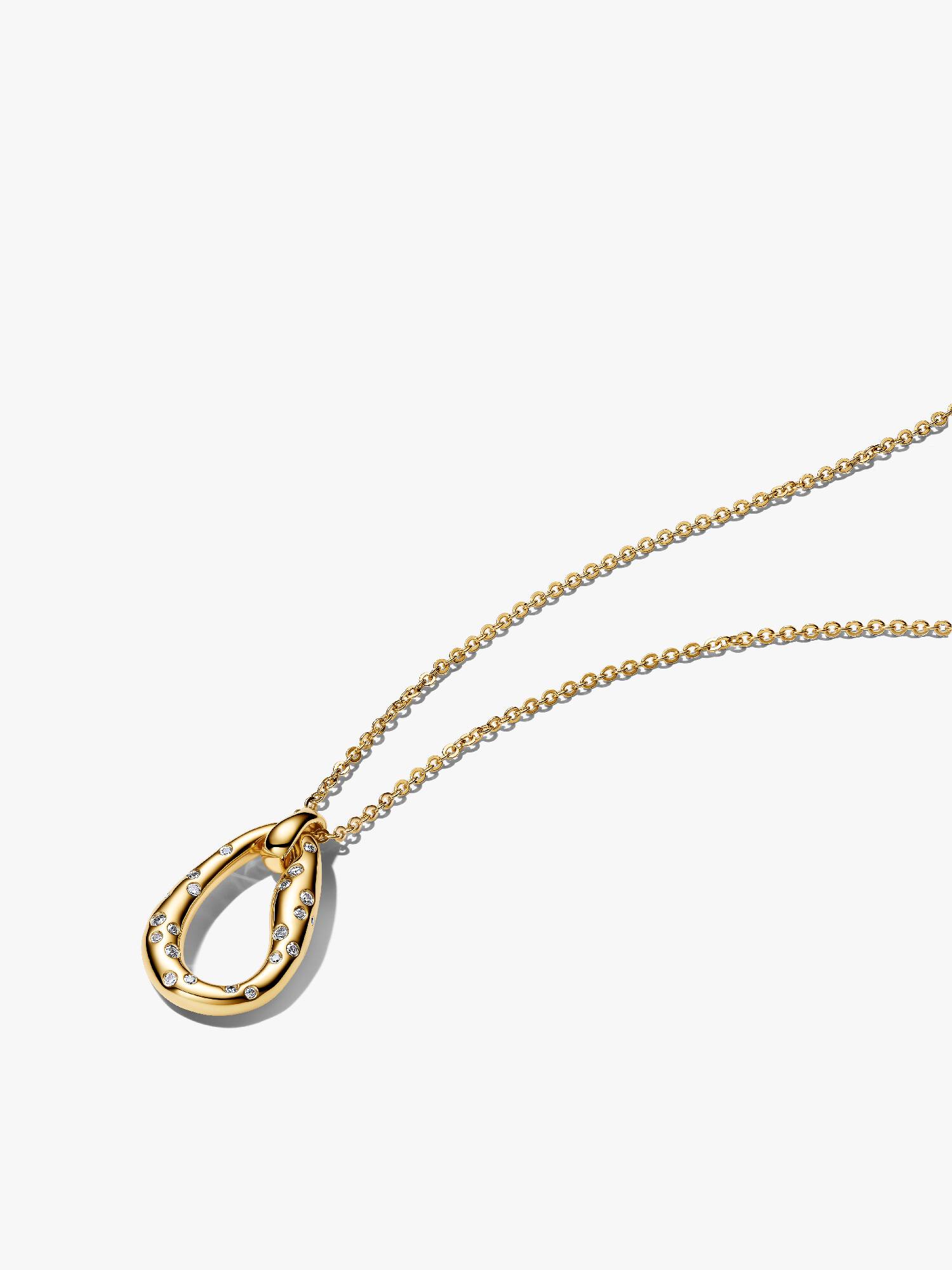 Collar con Colgante de Forma Orgánica Engastado con Piedras 