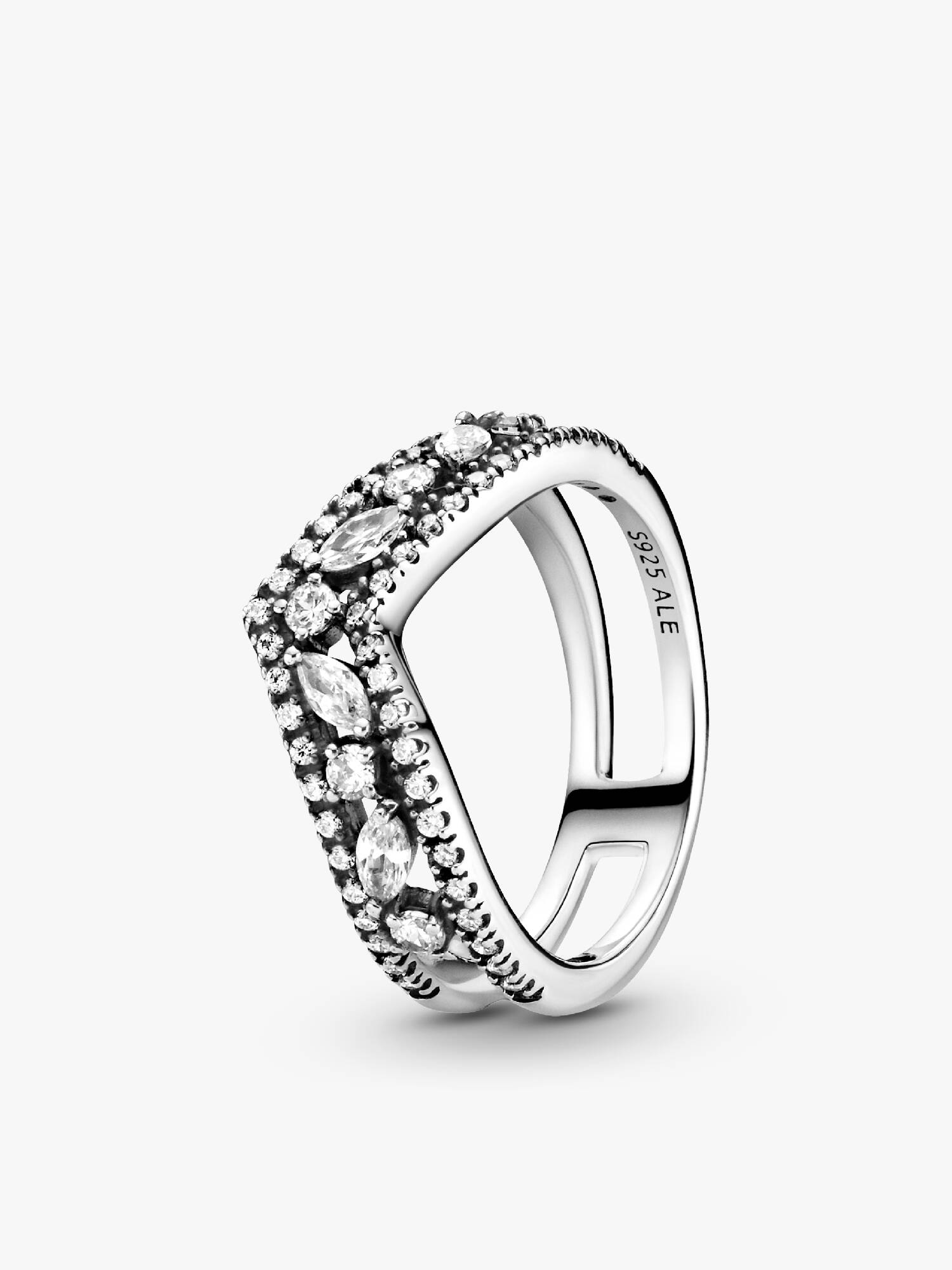 Anillo Hueso de los deseos doble talla marquise reluciente