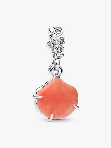 Charm Colgante Concha doble color coral