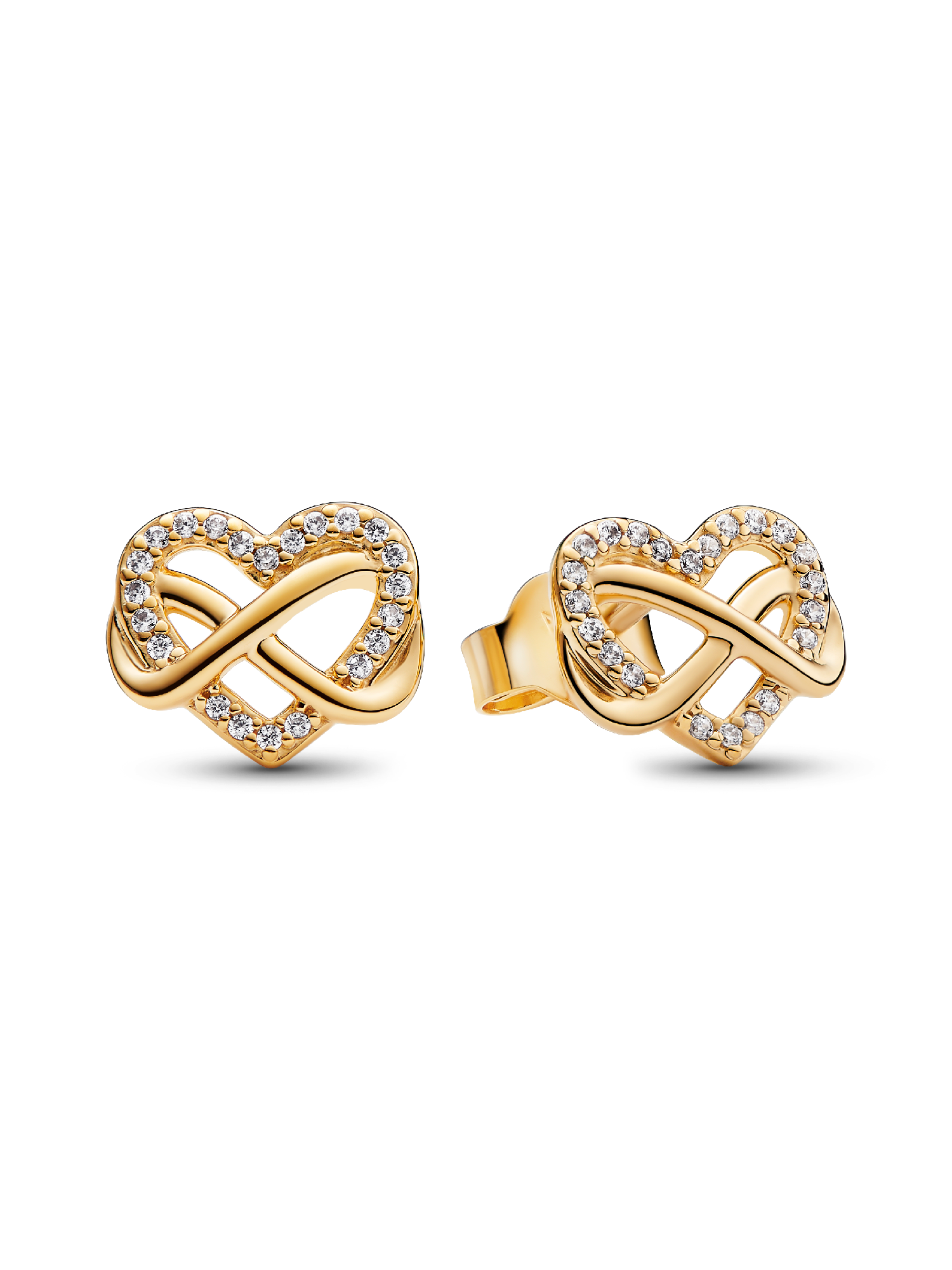 Aretes de botón Corazón infinito Brillante