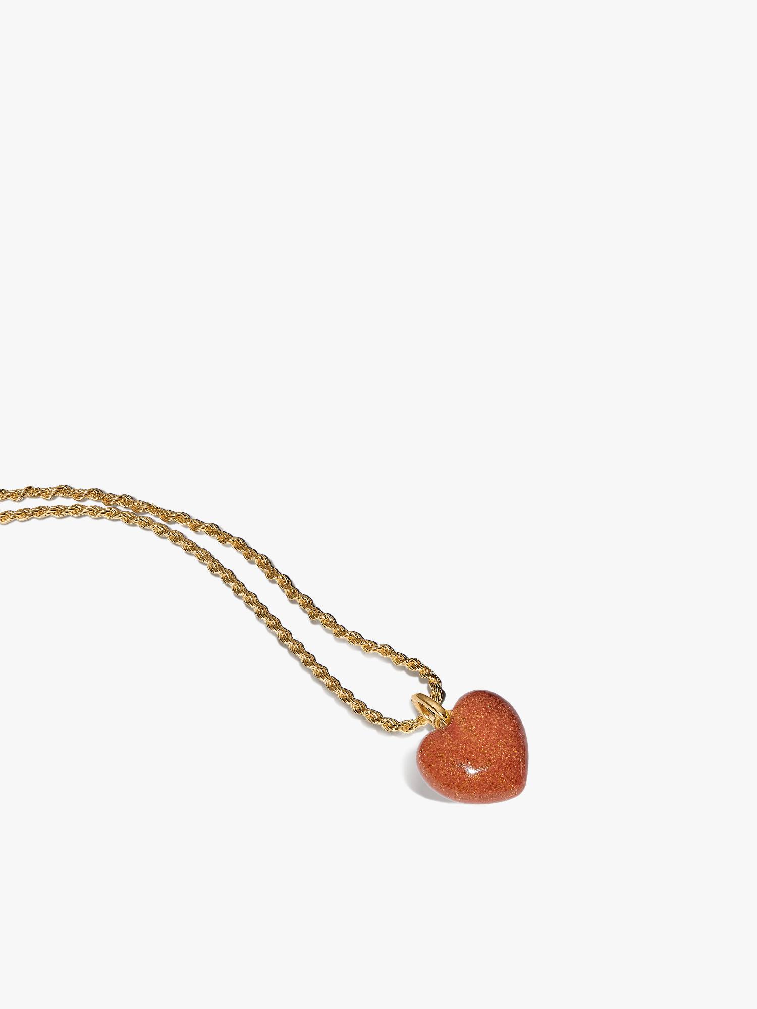 Collar con colgante de corazón abultado naranja