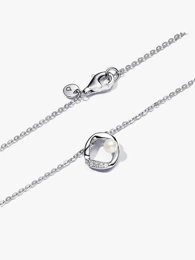 Collar Collier Círculo en pavé con forma orgánica y perlas cultivadas de agua dulce tratada