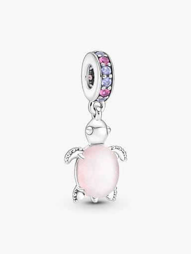 Charm colgante Tortuga de mar rosa de cristal Murano