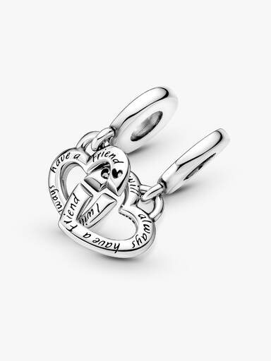Charm colgante dividido Corazones gemelos entrelazados