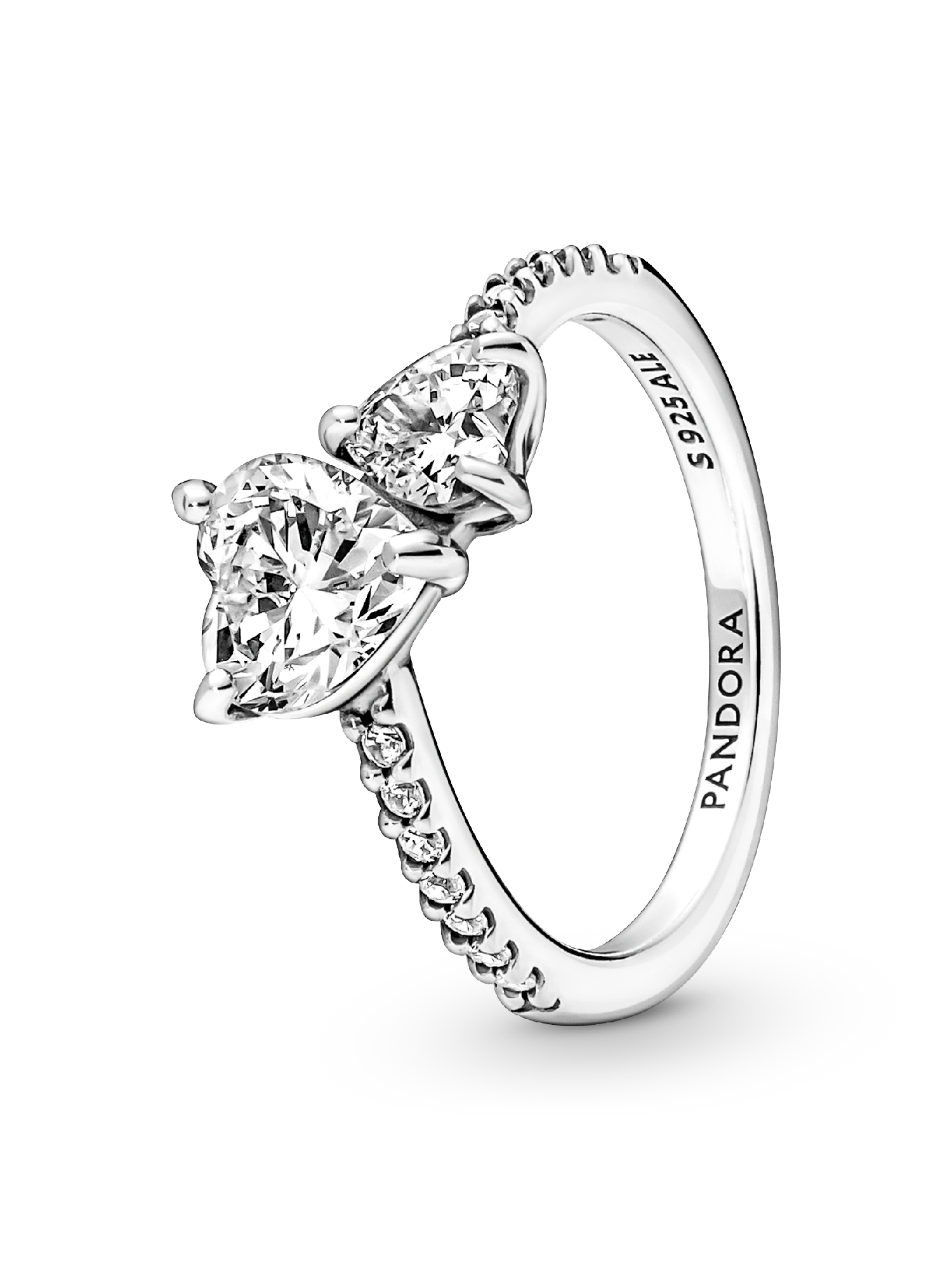 Anillo reluciente Corazón doble