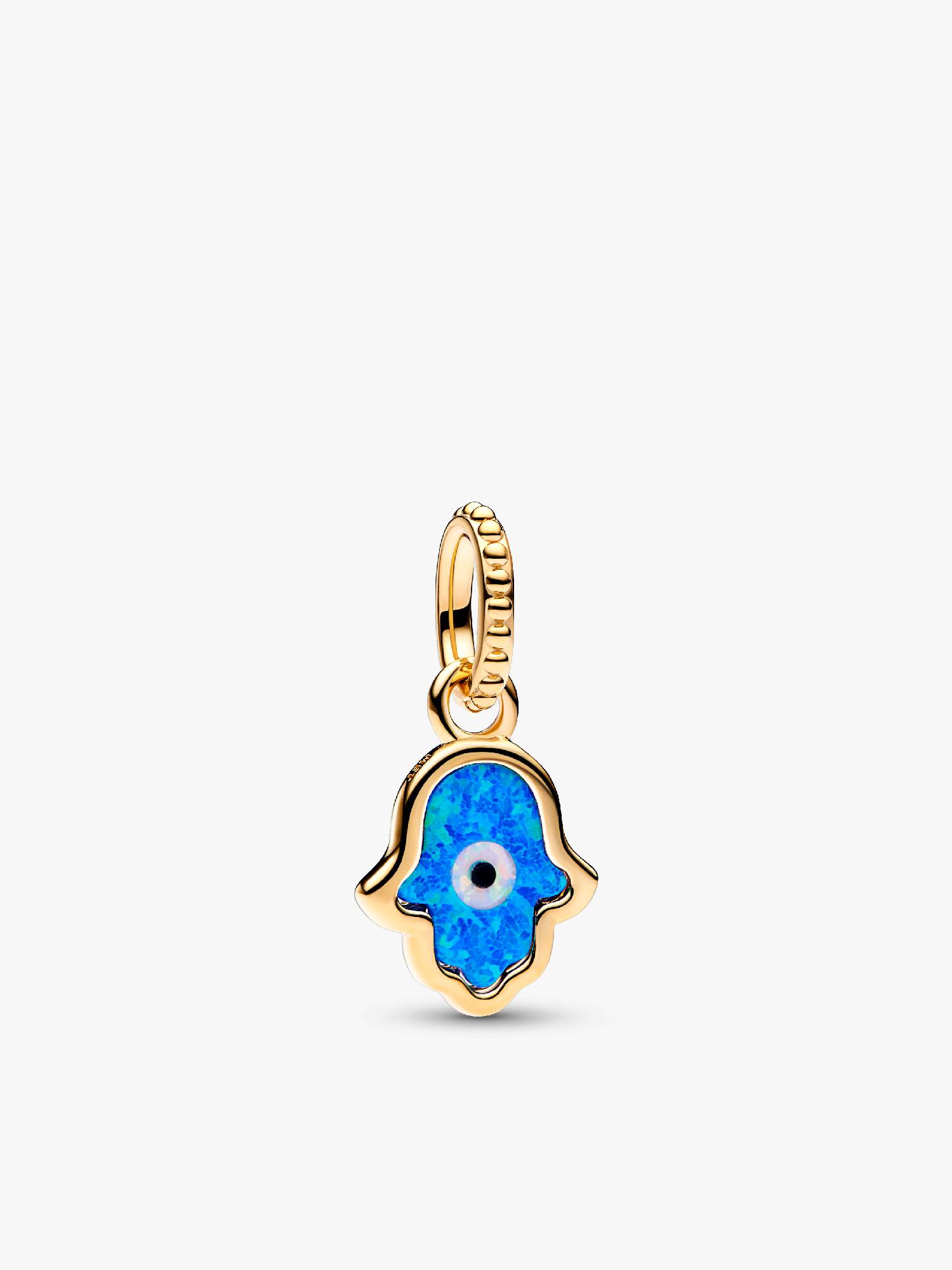 Charm Colgante Mano Hamsa azul opalescente