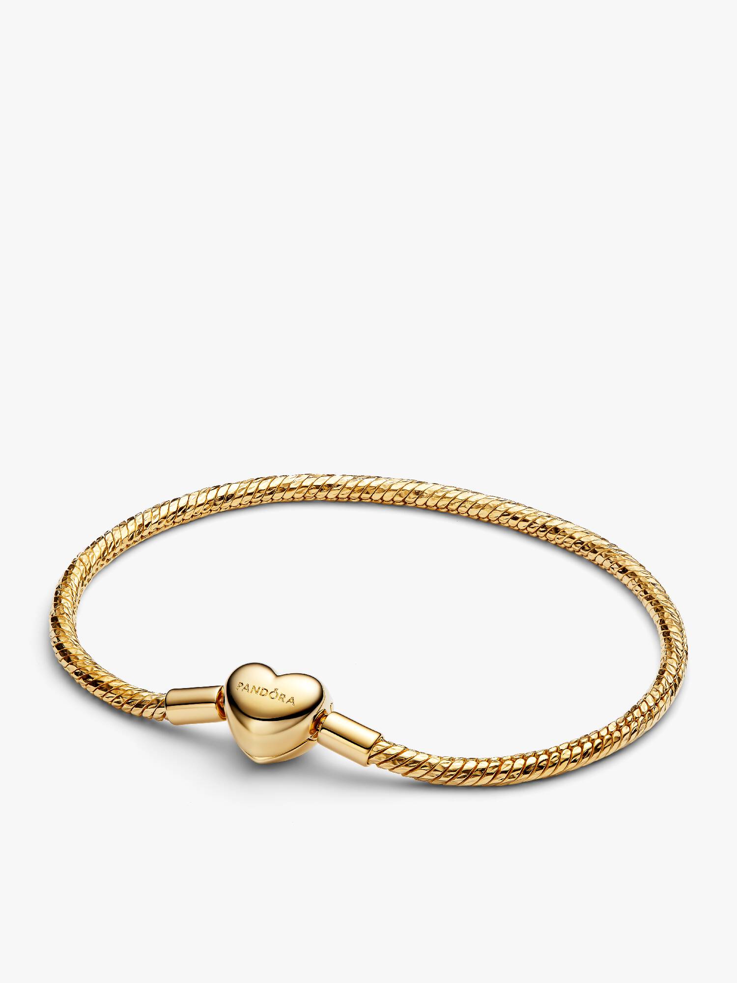 Brazalete de cadena de serpiente facetado con broche de corazón