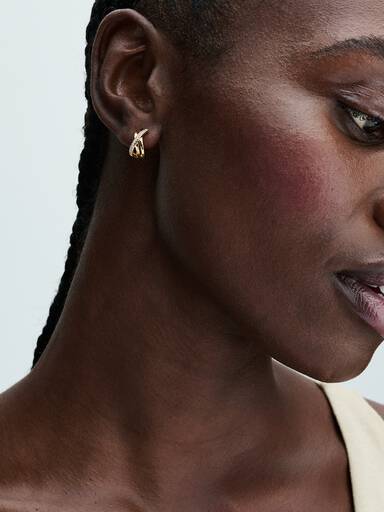 Aretes de aro Pavé Cruzado