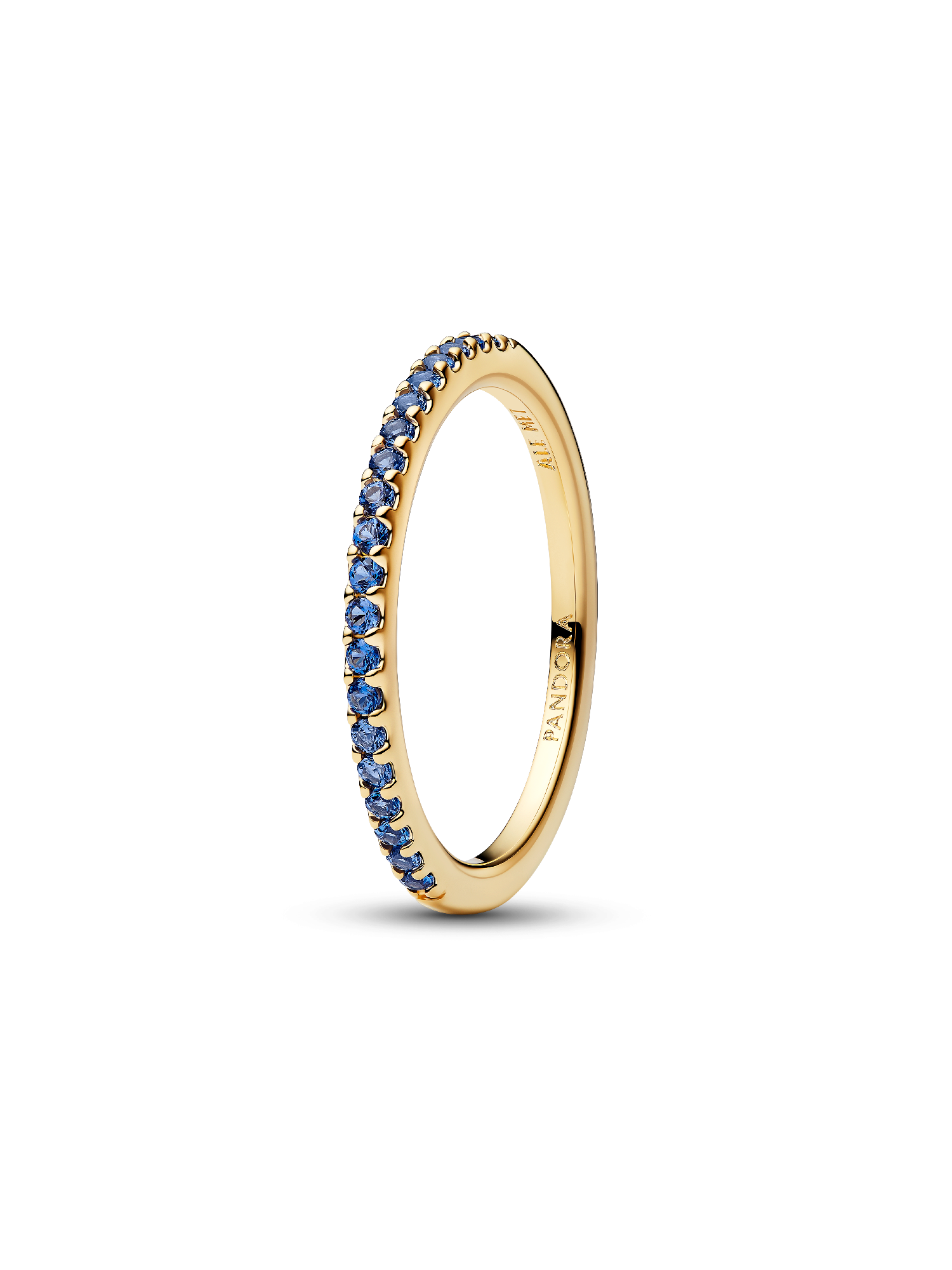 Anillo Eternidad media banda azul resplandeciente 