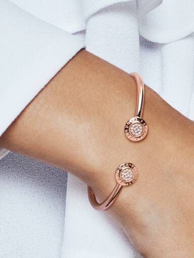 Brazalete Abierto Pandora Logo Pavé