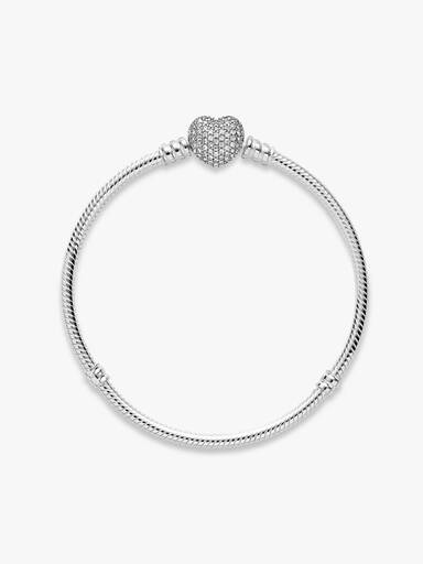 Brazalete de cadena de serpiente y corazón brillante
