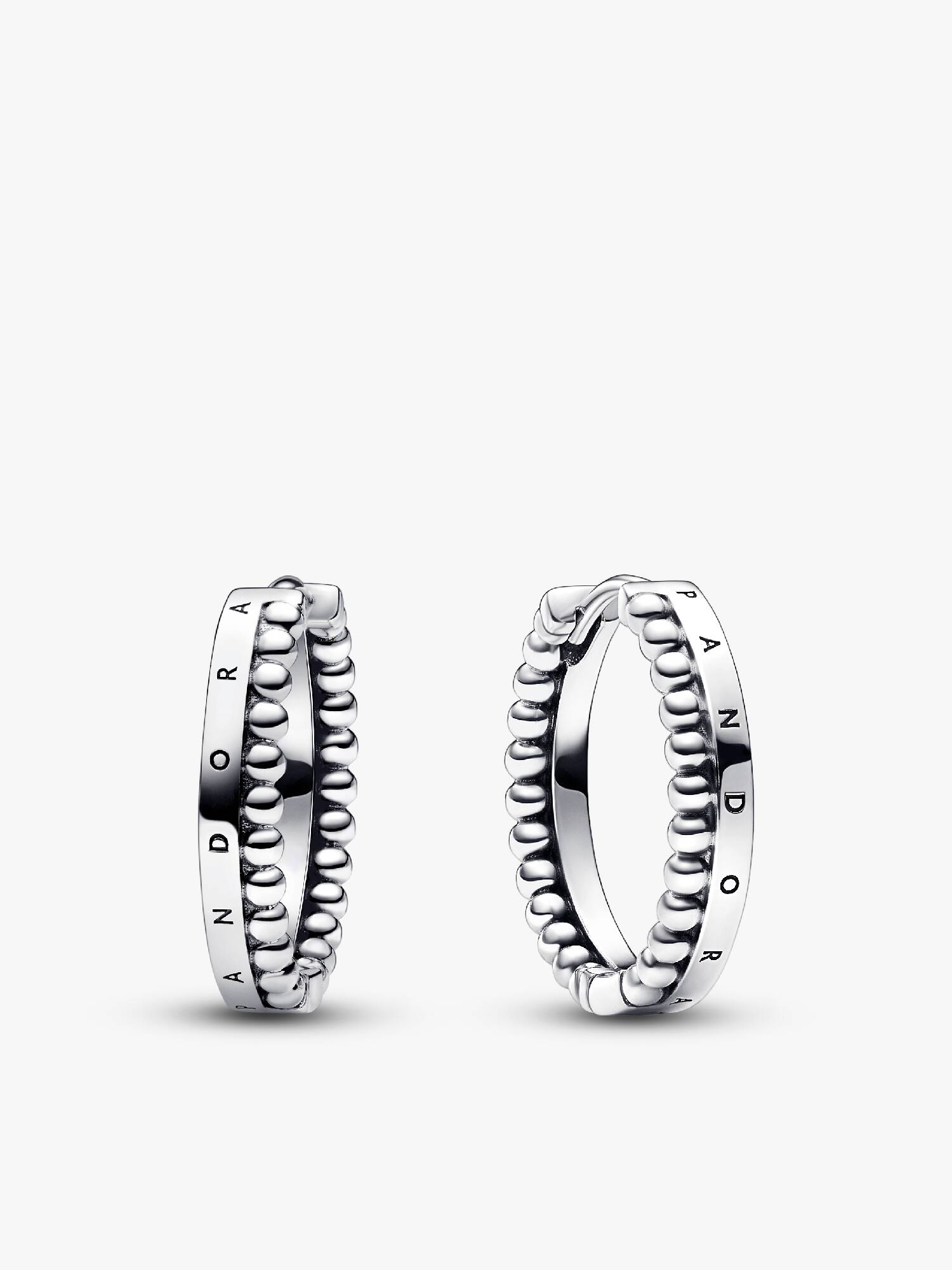 Aretes de Aro Pandora Signature Logo y Cuentas
