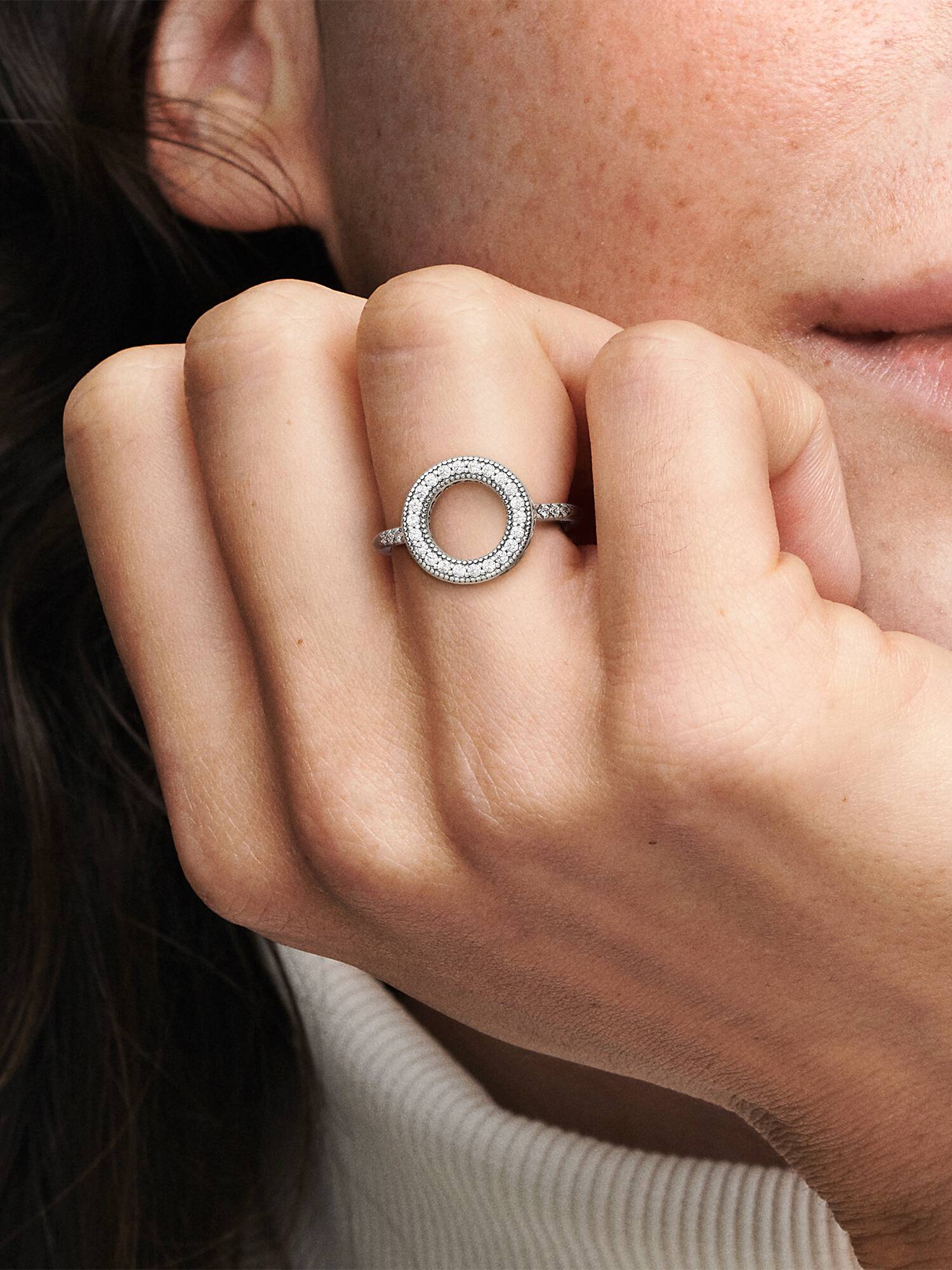 Anillo Halo brillante