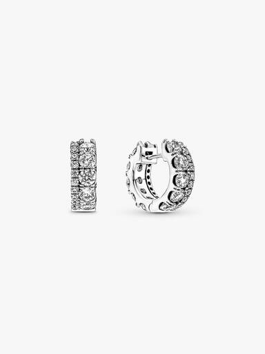 Aretes de aro Banda doble en pavé