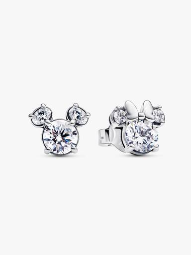 Aretes de botón Mickey Mouse y Minnie Mouse Brillantes de Disney