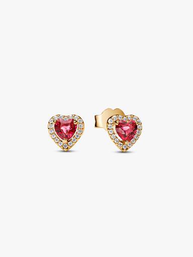 Aretes de botón Corazón elevado