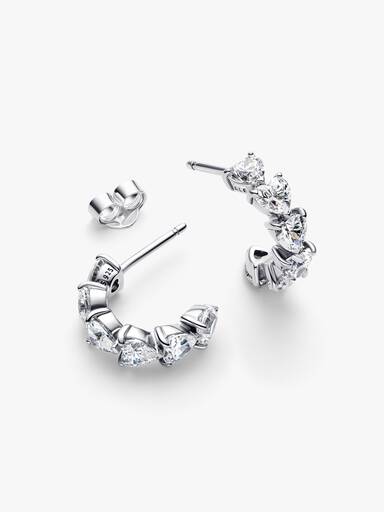 Aretes de aro Abiertos Corazones Brillantes