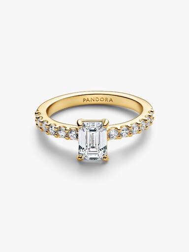 Anillo Halo rectangular reluciente