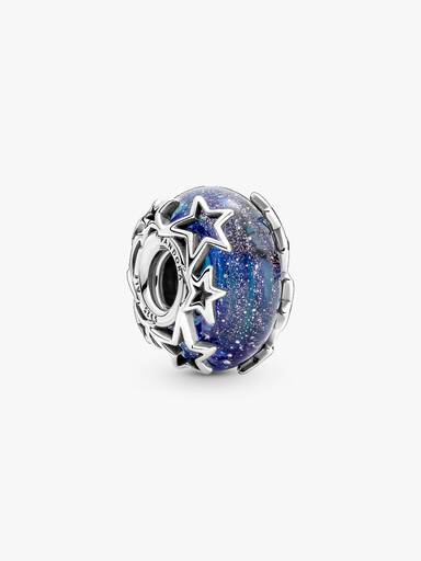 Charm de cristal Murano Galaxia azul y estrella