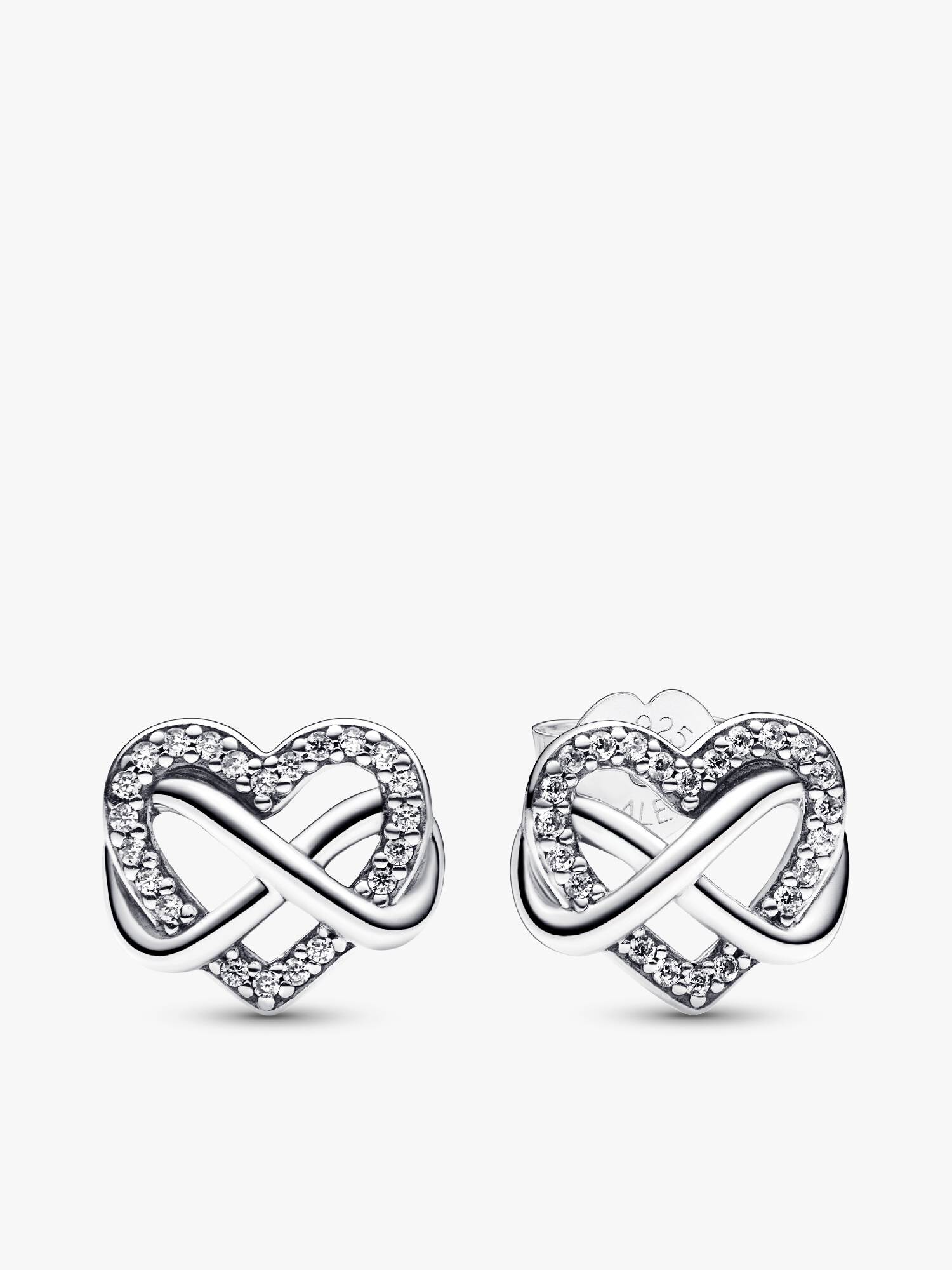Aretes de botón Corazón infinito reluciente