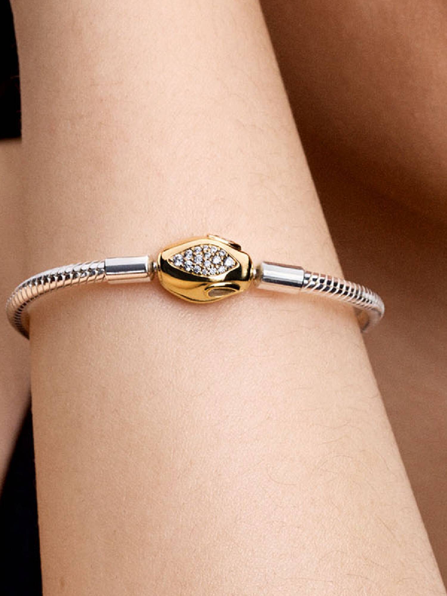 Brazalete de cadena y broche de serpiente