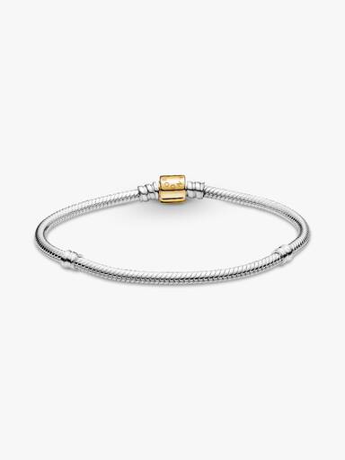 Brazalete cadena de serpiente Pandora Moments de dos tonos oro de 14k con broche de barril
