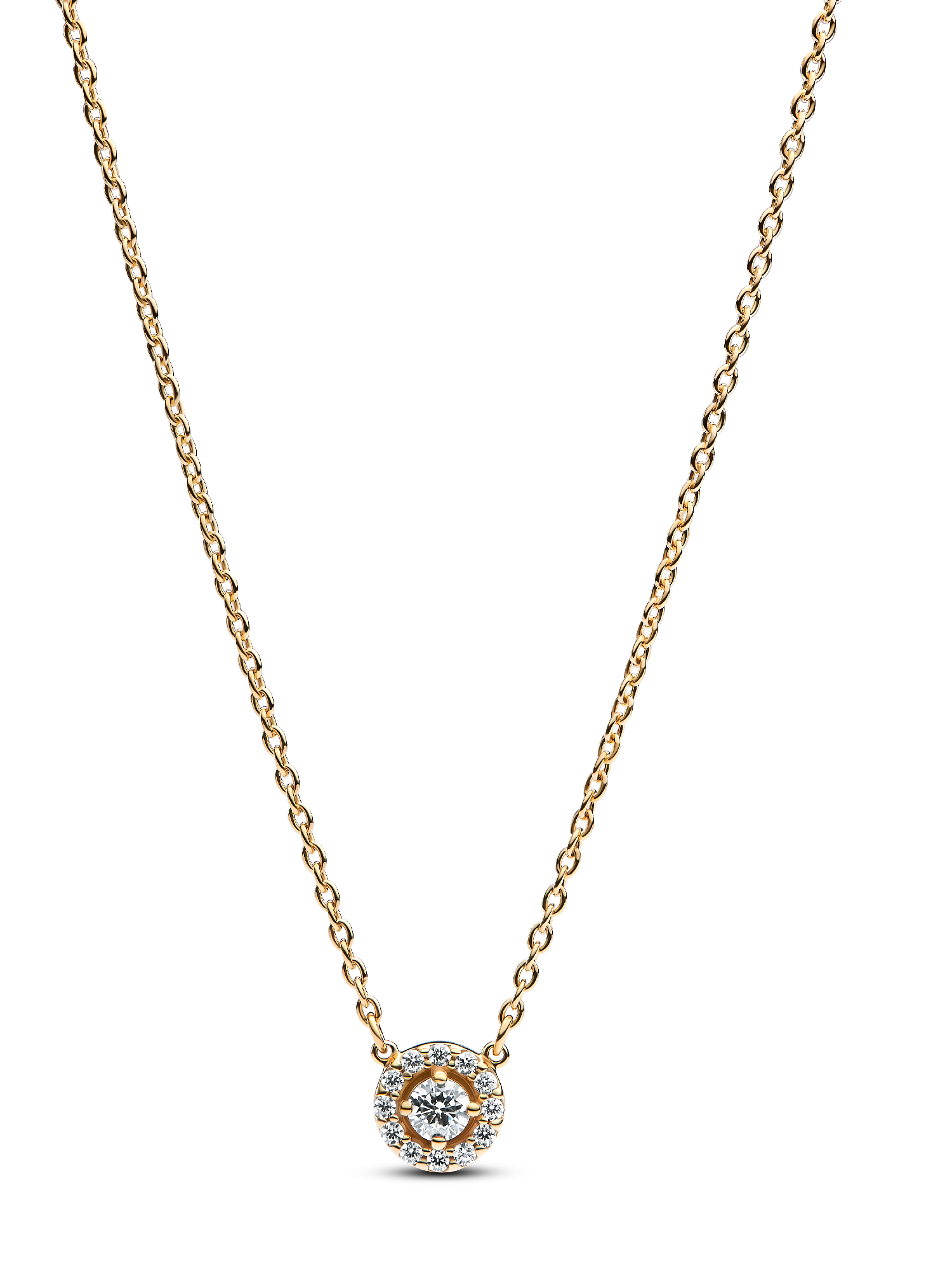 Collar con Colgante Halo Redondo en Pavé