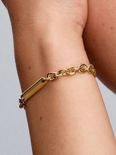 Brazalete de eslabones con barra grabable
