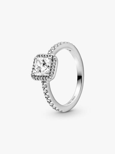 Anillo cuadrado con halo brillante