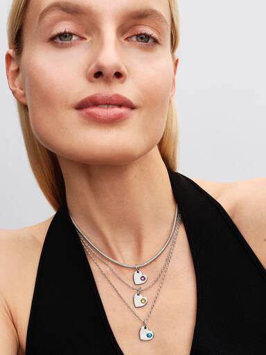 Charm colgante Corazón grabable con piedra azul turquesa