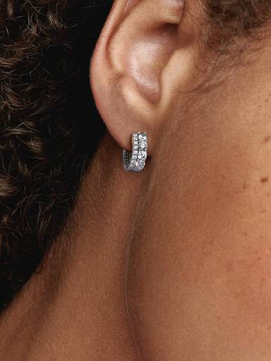 Aretes de aro Banda doble en pavé