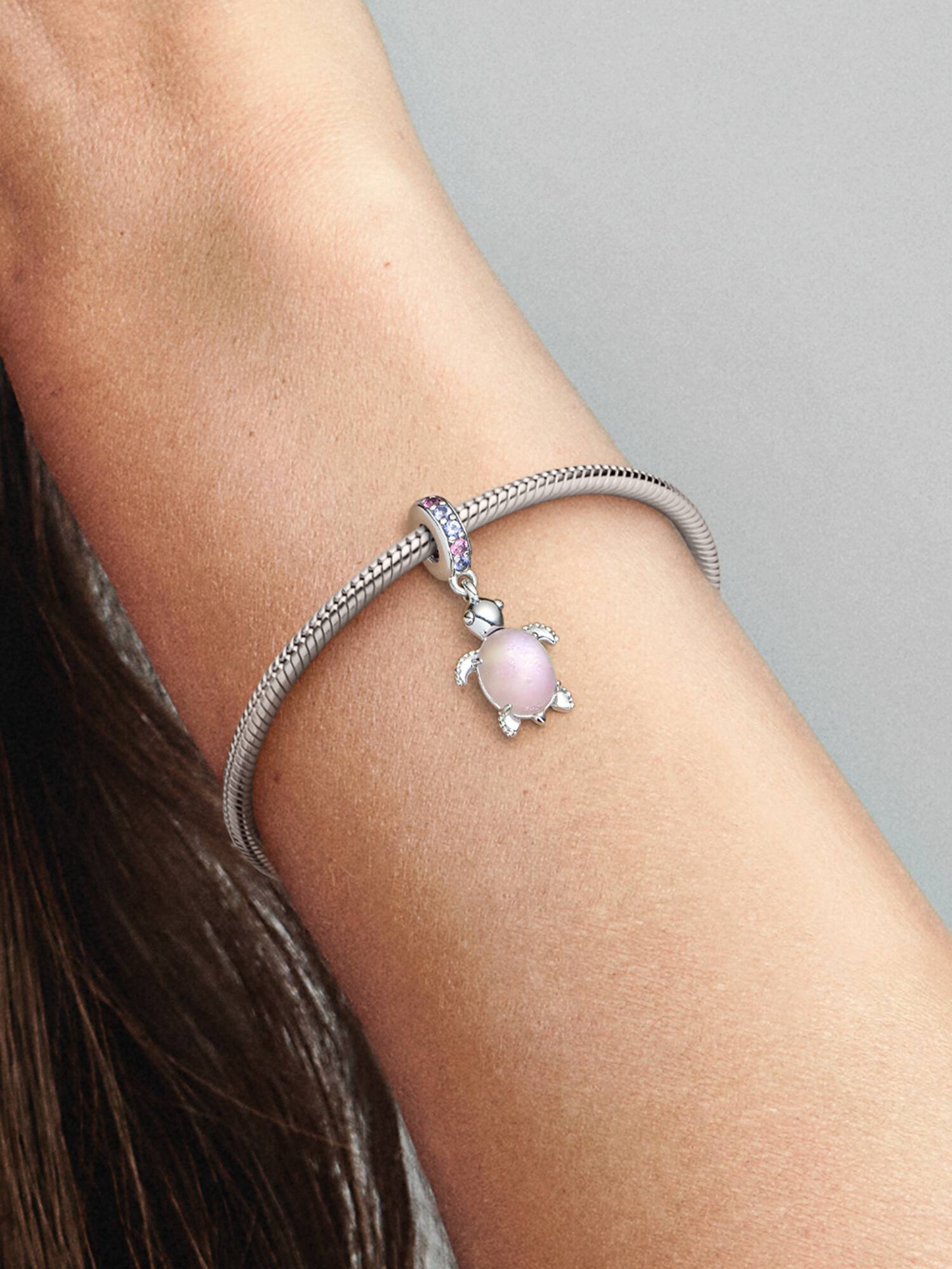 Charm colgante Tortuga de mar rosa de cristal Murano