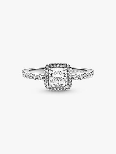 Anillo cuadrado con halo brillante