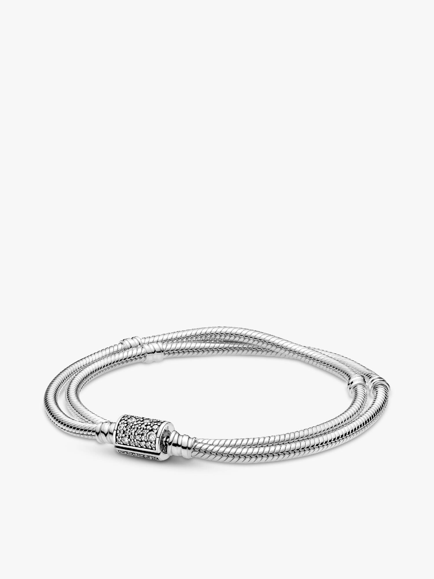 Brazalete Doble Cadena de Serpiente con Broche de Barril Pandora Moments