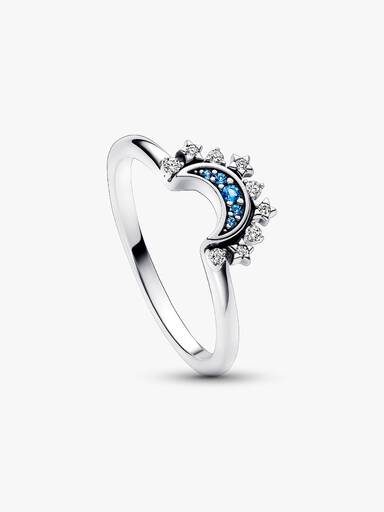 Anillo Luna resplandeciente azul celestial