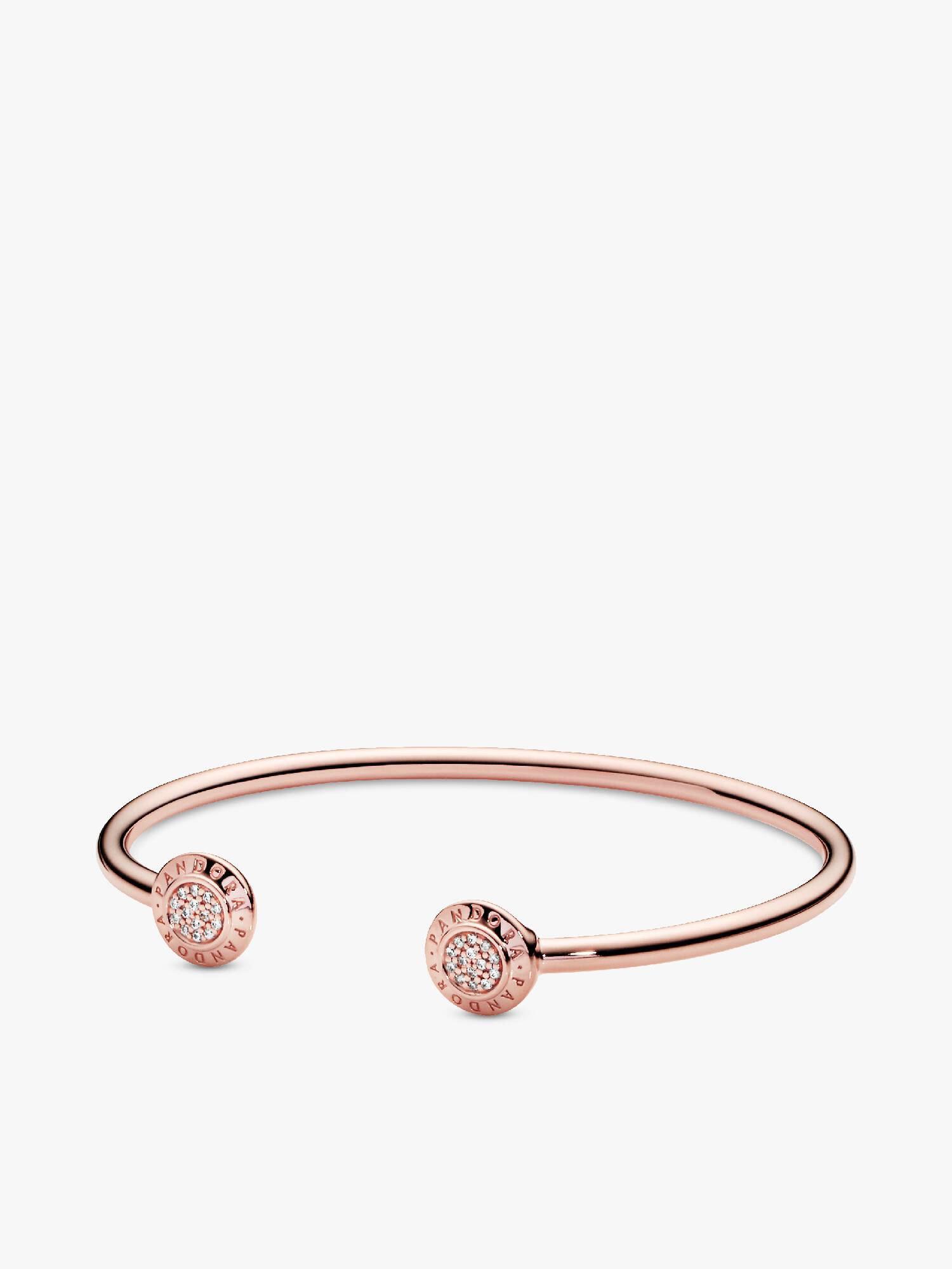 Brazalete Abierto Pandora Logo Pavé