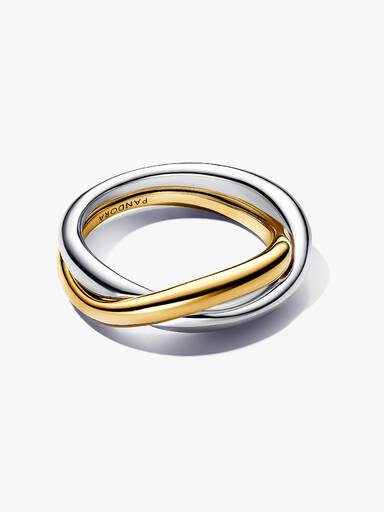 Anillo de Bandas Entrelazadas en Dos Tonos