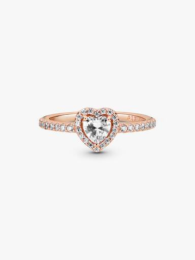 Anillo corazón elevado reluciente