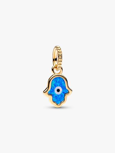 Charm Colgante Mano Hamsa azul opalescente